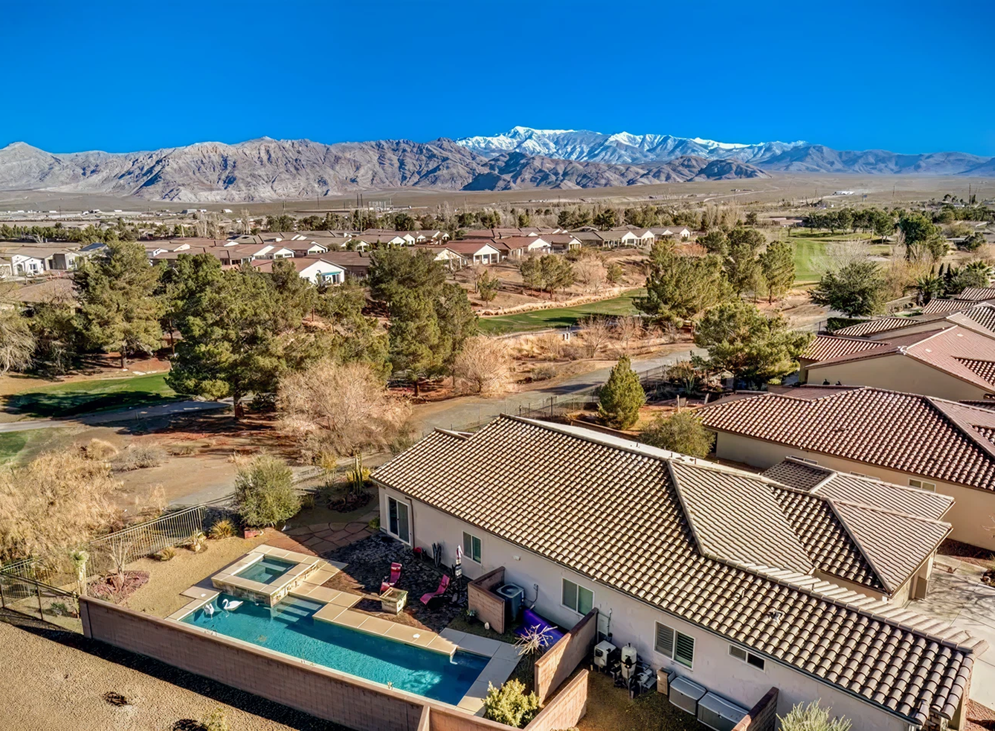 Aerial view of residential neighborhood